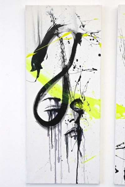 Three Part Painting Eve The Snake by MS Acryl on Canvas Austria 2024