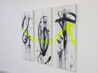 Three Part Painting Eve The Snake by MS Acryl on Canvas Austria 2024