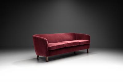Three Seater Mid Century Sofa with Beech Legs Europe Mid 20th Century