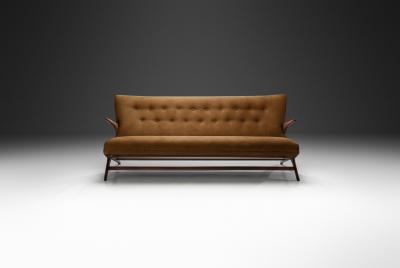 Three Seater Sofa in Brown Mohair Denmark 1950s