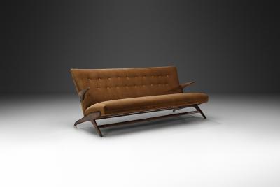 Three Seater Sofa in Brown Mohair Denmark 1950s