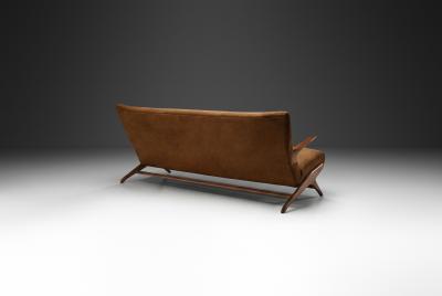 Three Seater Sofa in Brown Mohair Denmark 1950s
