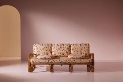 Three Seater Sofa in Wicker and Steam Bent Rattan Italy 1960s