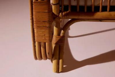Three Seater Sofa in Wicker and Steam Bent Rattan Italy 1960s