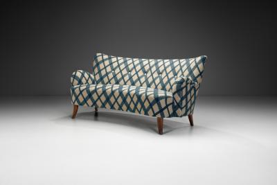 Three Seater Sofa with Tufted Buttons and Birch Legs Scandinavia 20th Century