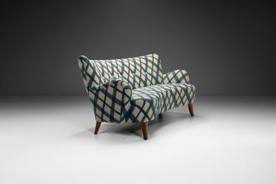 Three Seater Sofa with Tufted Buttons and Birch Legs Scandinavia 20th Century