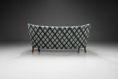 Three Seater Sofa with Tufted Buttons and Birch Legs Scandinavia 20th Century