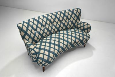 Three Seater Sofa with Tufted Buttons and Birch Legs Scandinavia 20th Century