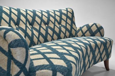 Three Seater Sofa with Tufted Buttons and Birch Legs Scandinavia 20th Century