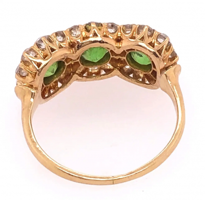 Three Stone Emerald and Diamond Modern Ring