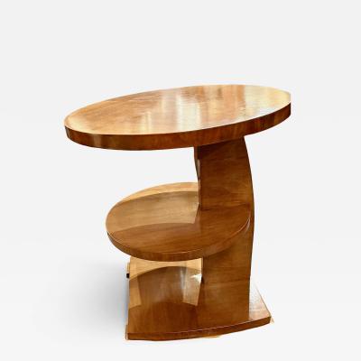 Three Tier Modernist Table Streamlined Geometric Design in Warm Mahogany