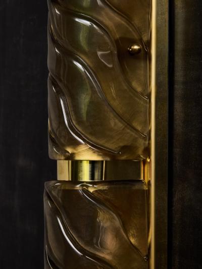 Three Tiers Murano Glass and Brass Wall Sconces