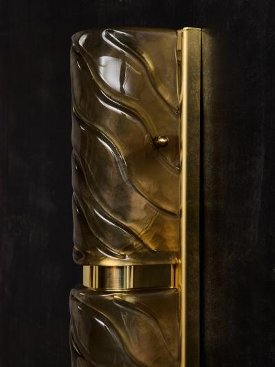 Three Tiers Murano Glass and Brass Wall Sconces