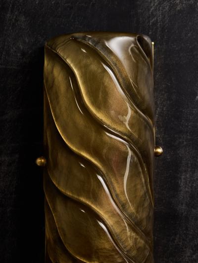 Three Tiers Murano Glass and Brass Wall Sconces