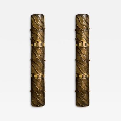 Three Tiers Murano Glass and Brass Wall Sconces