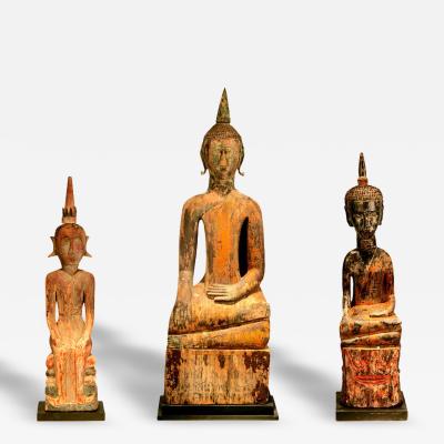 Three Village Buddha Statues from Laos