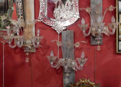 Three Wall Lamps Has Three Arms of Light Crystal of Murano Straws of Gold