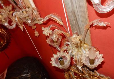 Three Wall Lamps Has Three Arms of Light Crystal of Murano Straws of Gold