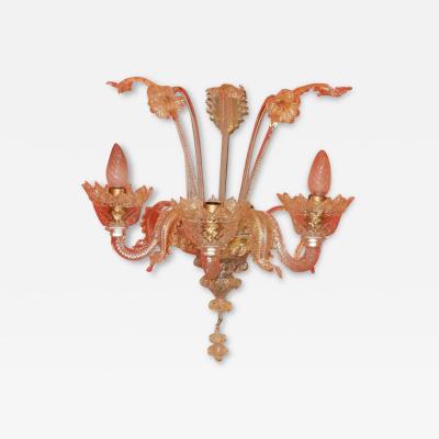 Three Wall Lamps Has Three Arms of Light Crystal of Murano Straws of Gold