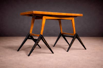 Three in one table in Hardwood with Chinoiserie theme Unknown 1950s