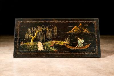 Three in one table in Hardwood with Chinoiserie theme Unknown 1950s