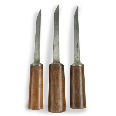 Three mortice chisels all with sturdy ash handles by Sorby Co