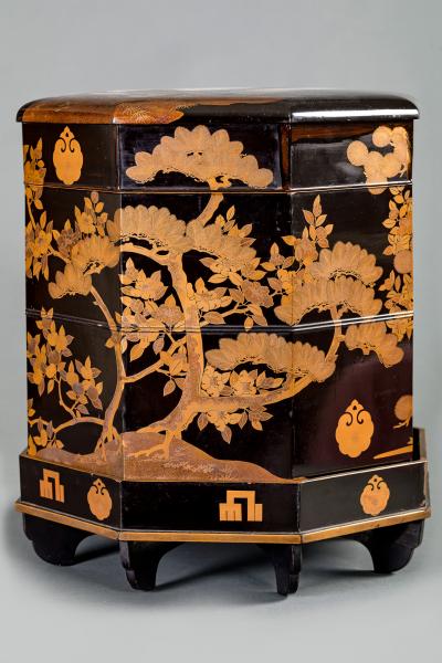 Three piece Lacquer and Wood Game Box Hokai 