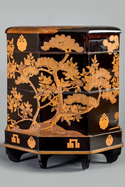 Three piece Lacquer and Wood Game Box Hokai 