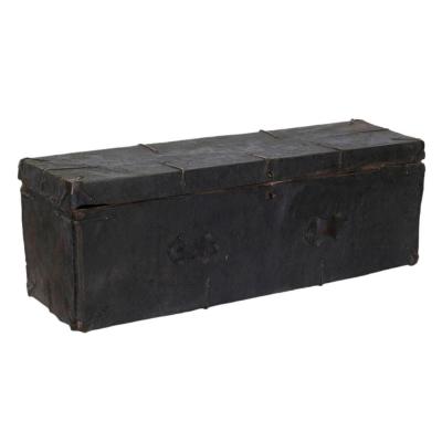 Tibetan Black Wood Leather Iron Trunk