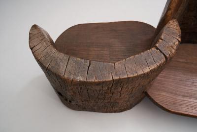 Tibetan Carved Wood T te a T te Love Seat Tibet 19th century