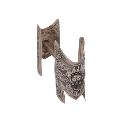 Tibetan Repouss Silver Fitting with Dragons