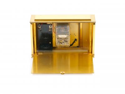 Tiffany Co Gilt Bronze Rectangular Desk Clock with Volumatic Dial circa 1960