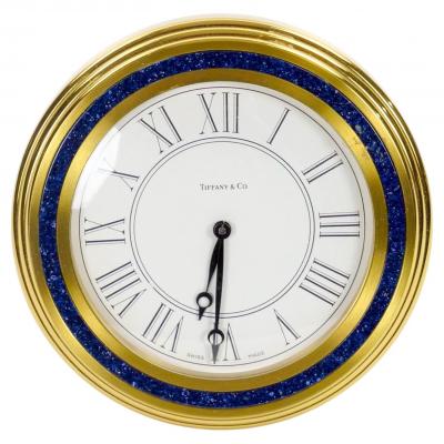 Tiffany Co Gilt Bronze and Marble Desk Clock circa 1960