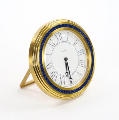 Tiffany Co Gilt Bronze and Marble Desk Clock circa 1960