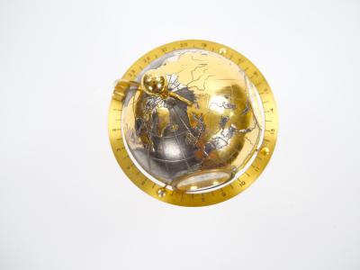 Tiffany Co Gilt Silvertone Bronze Angelus Globe Form Clock Weather Station
