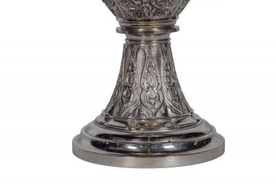 Tiffany Studios A Magnificent Pair of Silvered Bronze Alhambra Vases by Tiffany Studios