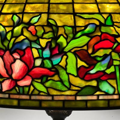 Tiffany Studios Antique Tiffany Studios Floor Lamp with Peony Border