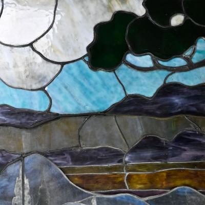 Tiffany Studios Art Nouveau Leaded Glass Window Circa 1900 1930