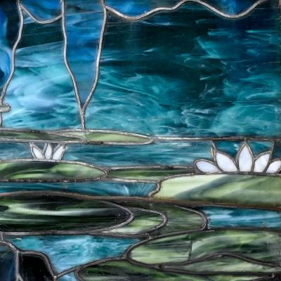 Tiffany Studios Art Nouveau Leaded Glass Window Circa 1900 1930