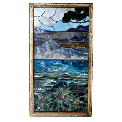 Tiffany Studios Art Nouveau Leaded Glass Window Circa 1900 1930