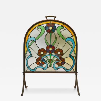 Tiffany Studios Art Nouveau Stained Glass Fireplace Screen Tiffany Style 