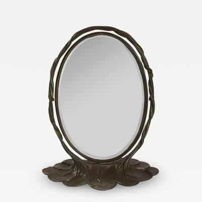 Tiffany Studios Bronze Lily Pad Mirror by Tiffany Studios