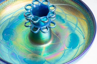 Tiffany Studios Decorated Favrile Glass Flower Frog Centerpiece