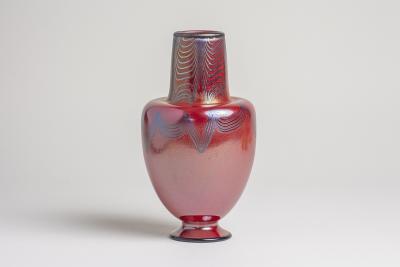 Tiffany Studios Decorated Red Favrile Glass Vase