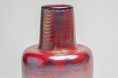 Tiffany Studios Decorated Red Favrile Glass Vase