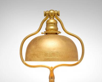 Tiffany Studios Desk Lamp Gilt Brass Bell Shaped Shade Model 424 circa 1910