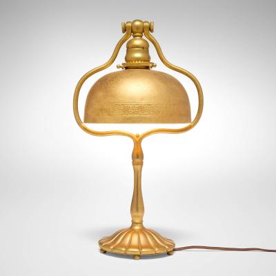 Tiffany Studios Desk Lamp Gilt Brass Bell Shaped Shade Model 424 circa 1910