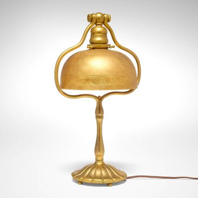 Tiffany Studios Desk Lamp Gilt Brass Bell Shaped Shade Model 424 circa 1910