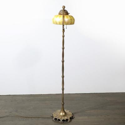 Tiffany Studios Documented Tiffany Studios 425 Bronze Dore Bell Floor Lamp W Favrile Shade