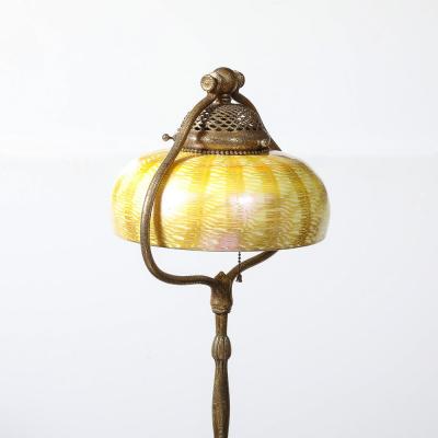 Tiffany Studios Documented Tiffany Studios 425 Bronze Dore Bell Floor Lamp W Favrile Shade